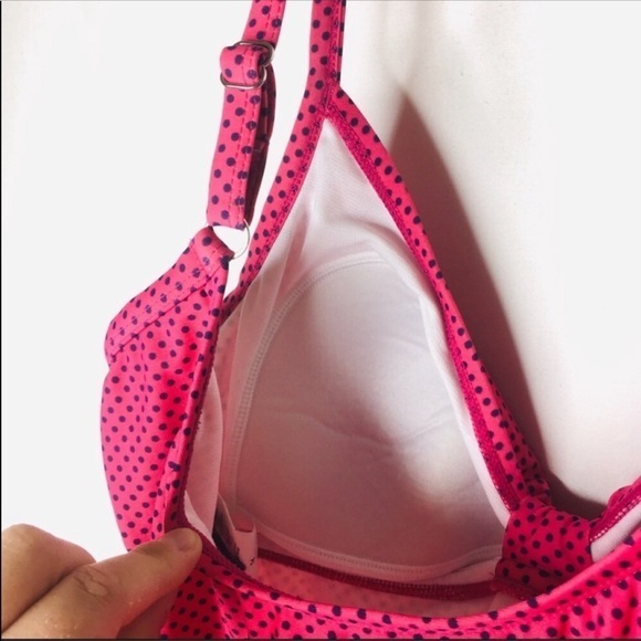 NEW Jantzen Classic pink swimsuit bow 14 Large adjustable straps L free shipping - Picture 4 of 8